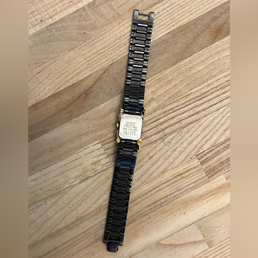 Seiko Ladies Watch Super RARE Vintage Art Deco Gold Case Black Dial Bracelet - Picture 7 of 9